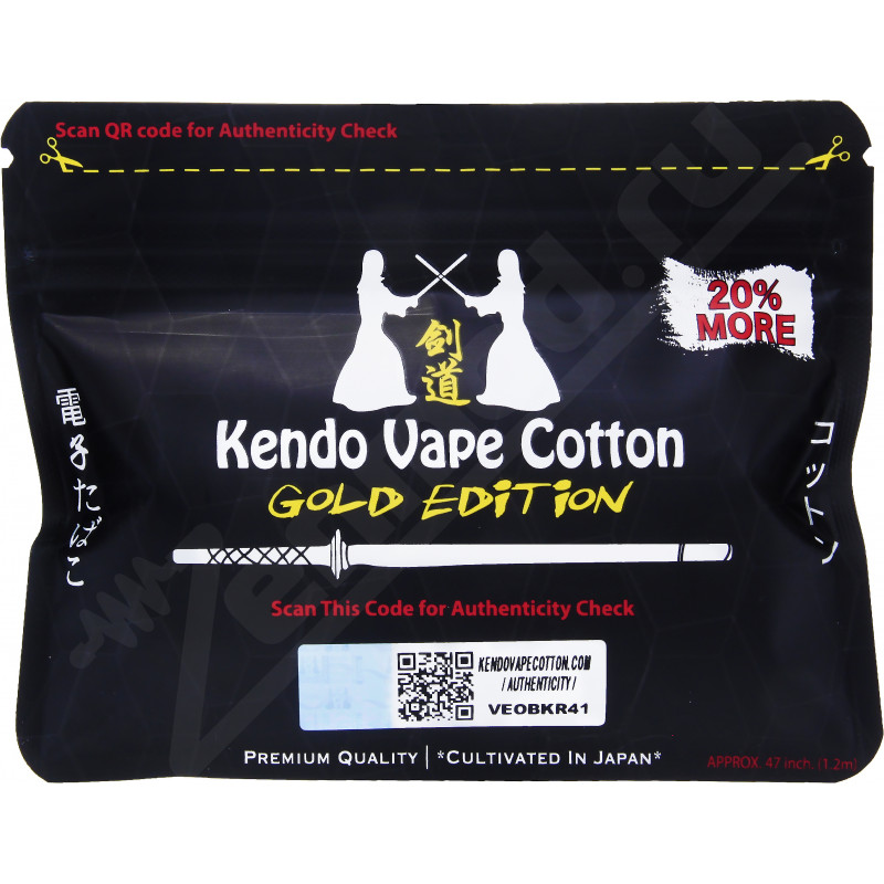 Фото и внешний вид — Вата Kendo Vape Cotton Gold Edition